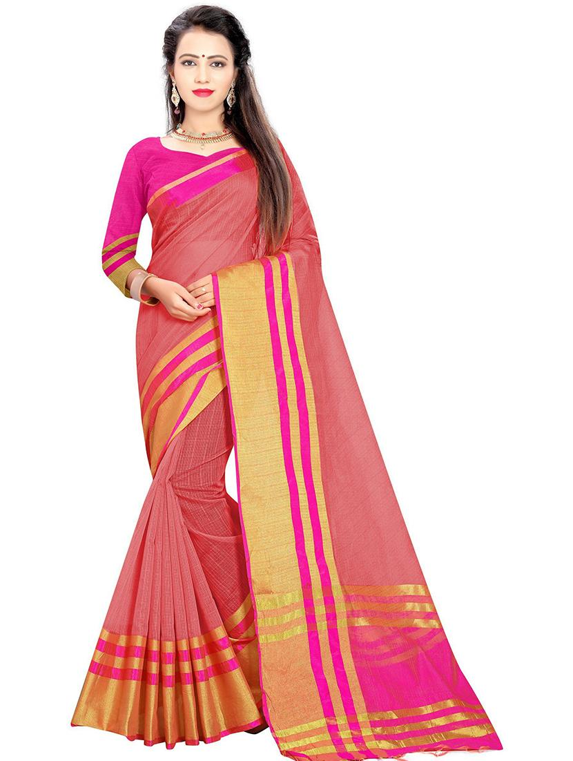 women red solid bordered saree - 21696542 - Zoom Image - 0