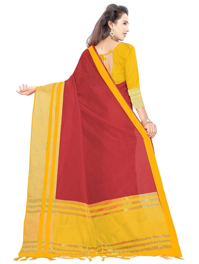 women solid with bordered saree - 21696543 -  Standard Image - 1