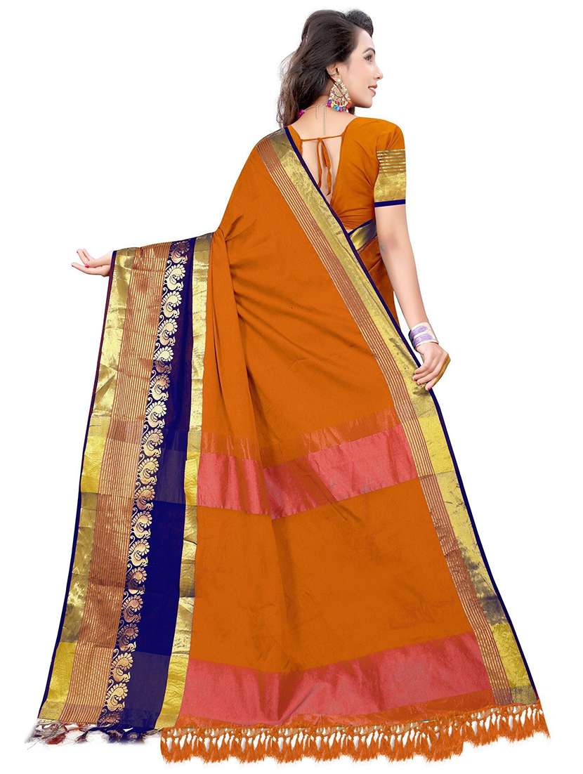 women solid zari bordered saree - 21696549 -  Standard Image - 1
