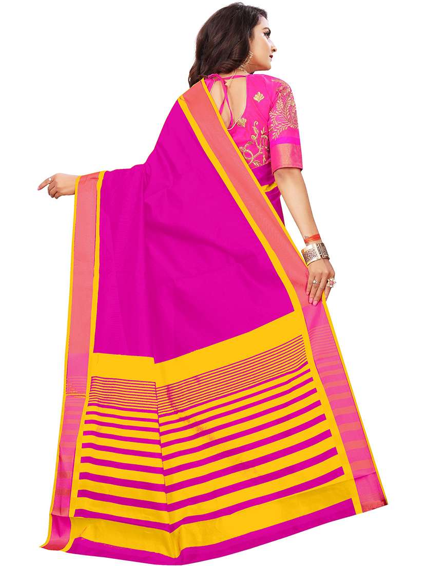 women solid with bordered saree - 21696563 -  Standard Image - 1
