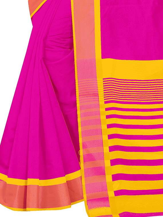 women solid with bordered saree - 21696563 -  Standard Image - 4