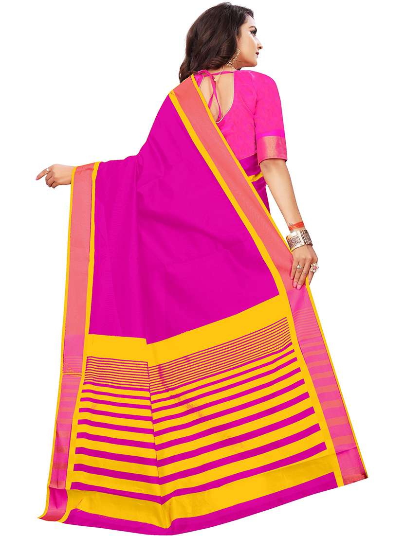 women solid with bordered saree - 21696567 - Standard Image - 1