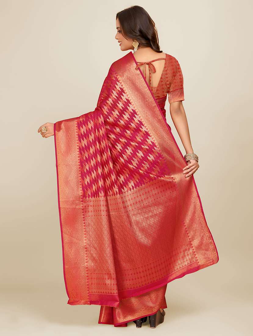 women printed zari bordered saree - 21696600 - Standard Image - 1