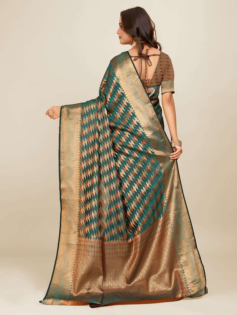women printed zari bordered saree - 21696601 -  Standard Image - 1