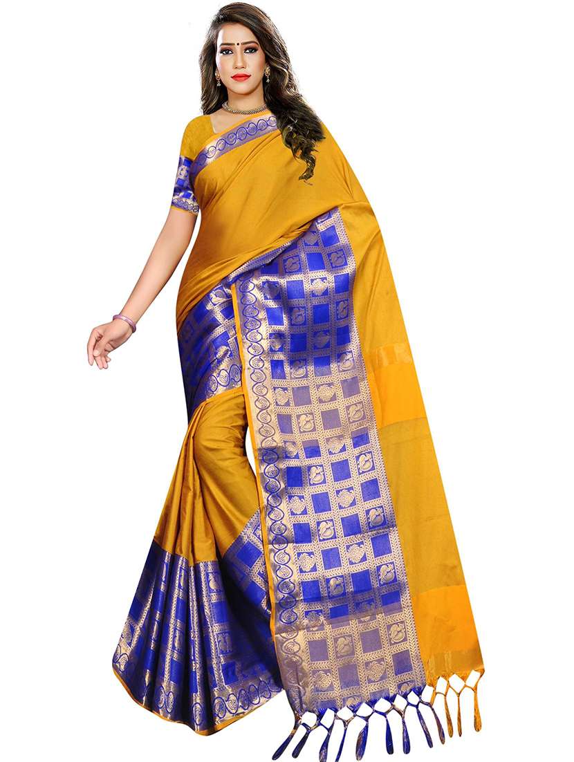 women solid zari bordered saree