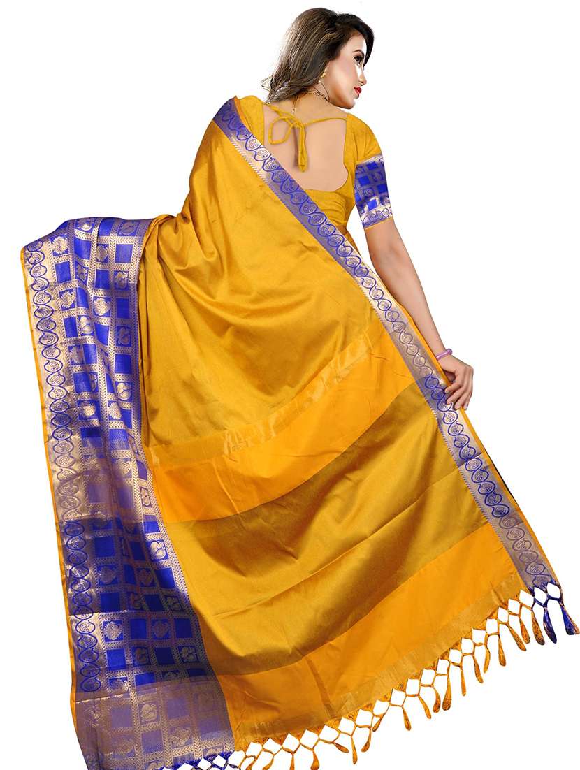 women solid zari bordered saree - 21696633 -  Standard Image - 1