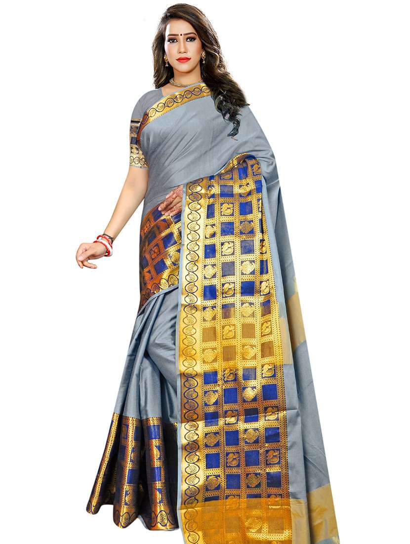 women solid zari bordered saree