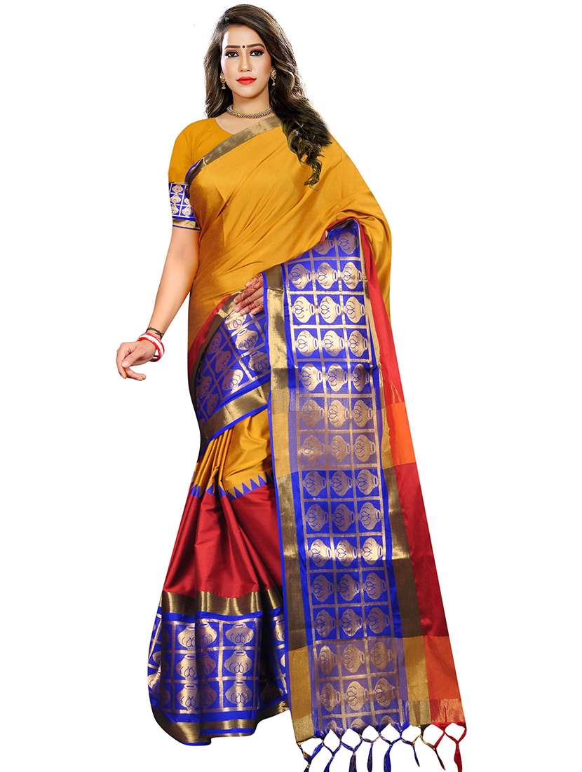 women solid with bordered saree