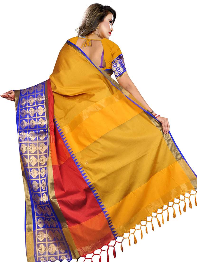 women solid with bordered saree - 21696655 - Standard Image - 1