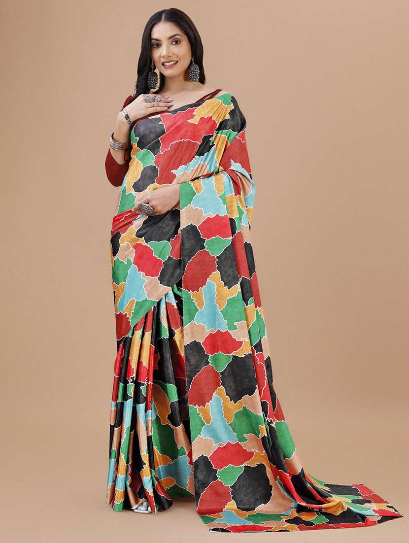 women multi color printed saree