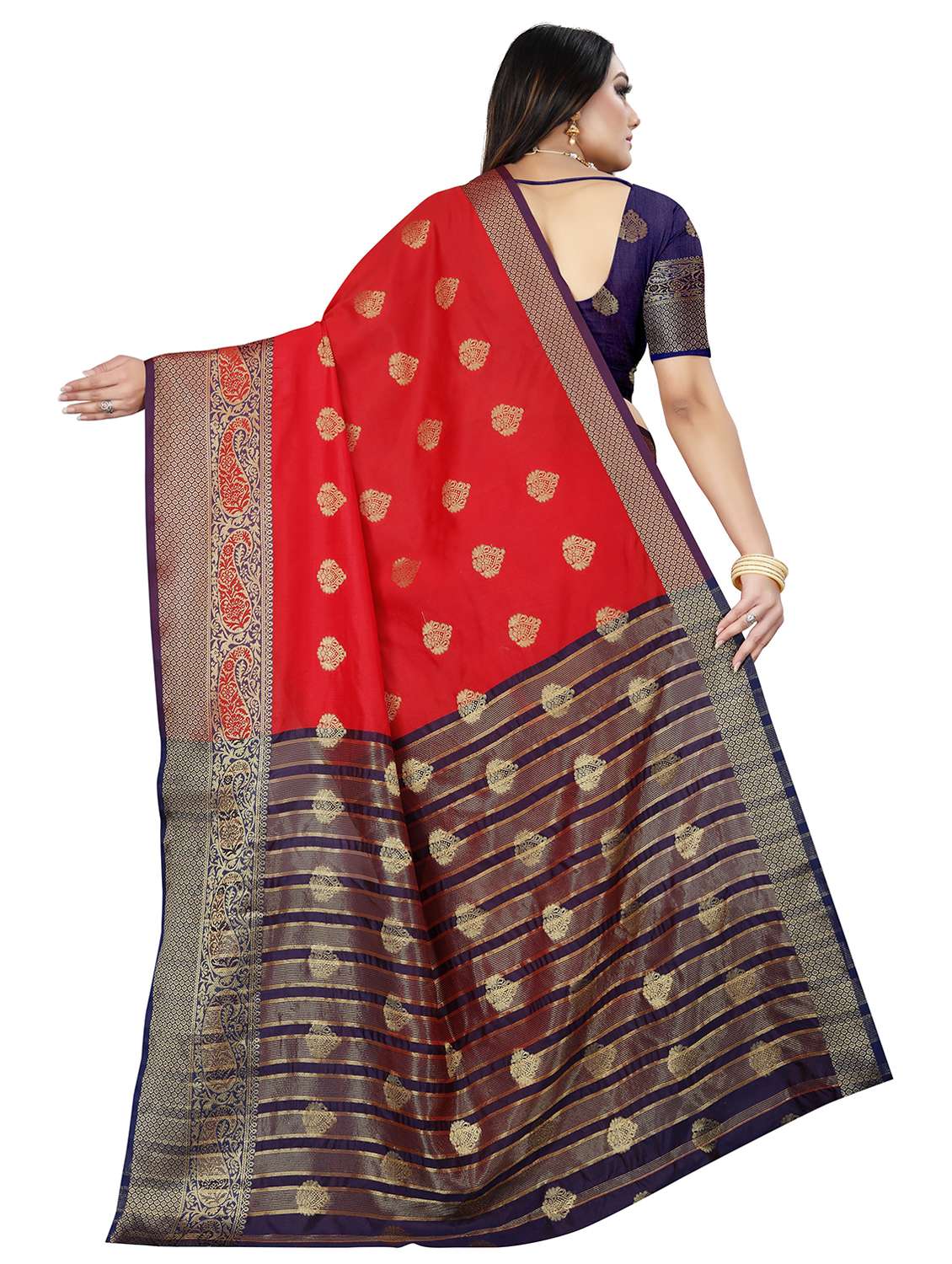 women self design zari bordered saree - 21696818 - Standard Image - 1