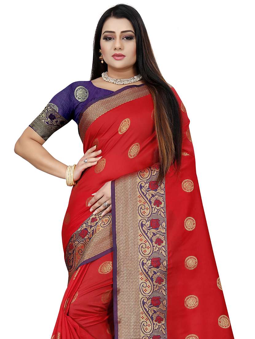 women self design zari bordered saree - 21696830 -  Standard Image - 1