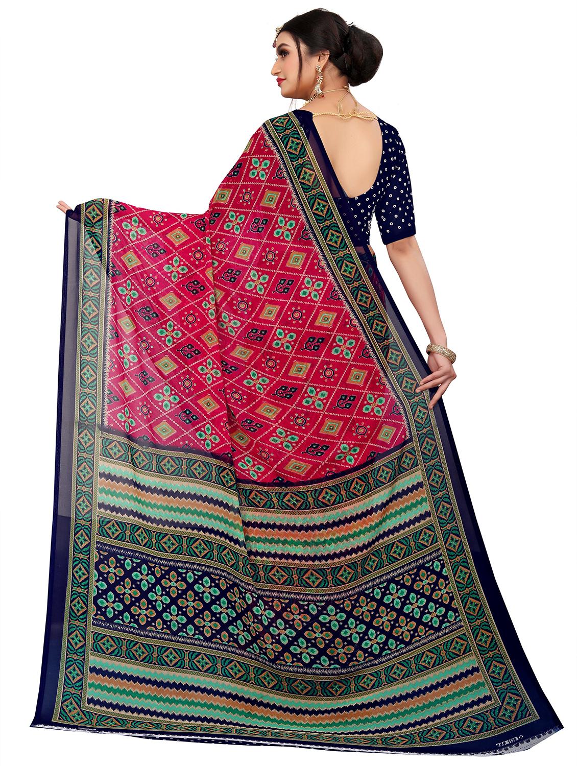 women pink printed saree - 21696888 - Standard Image - 1