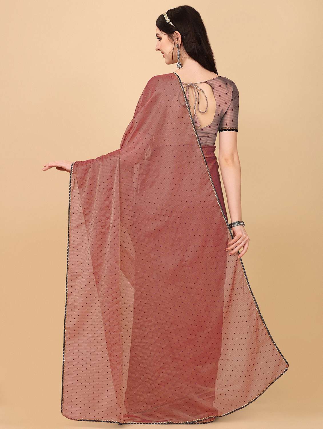 women pink self design saree - 21696908 - Standard Image - 1
