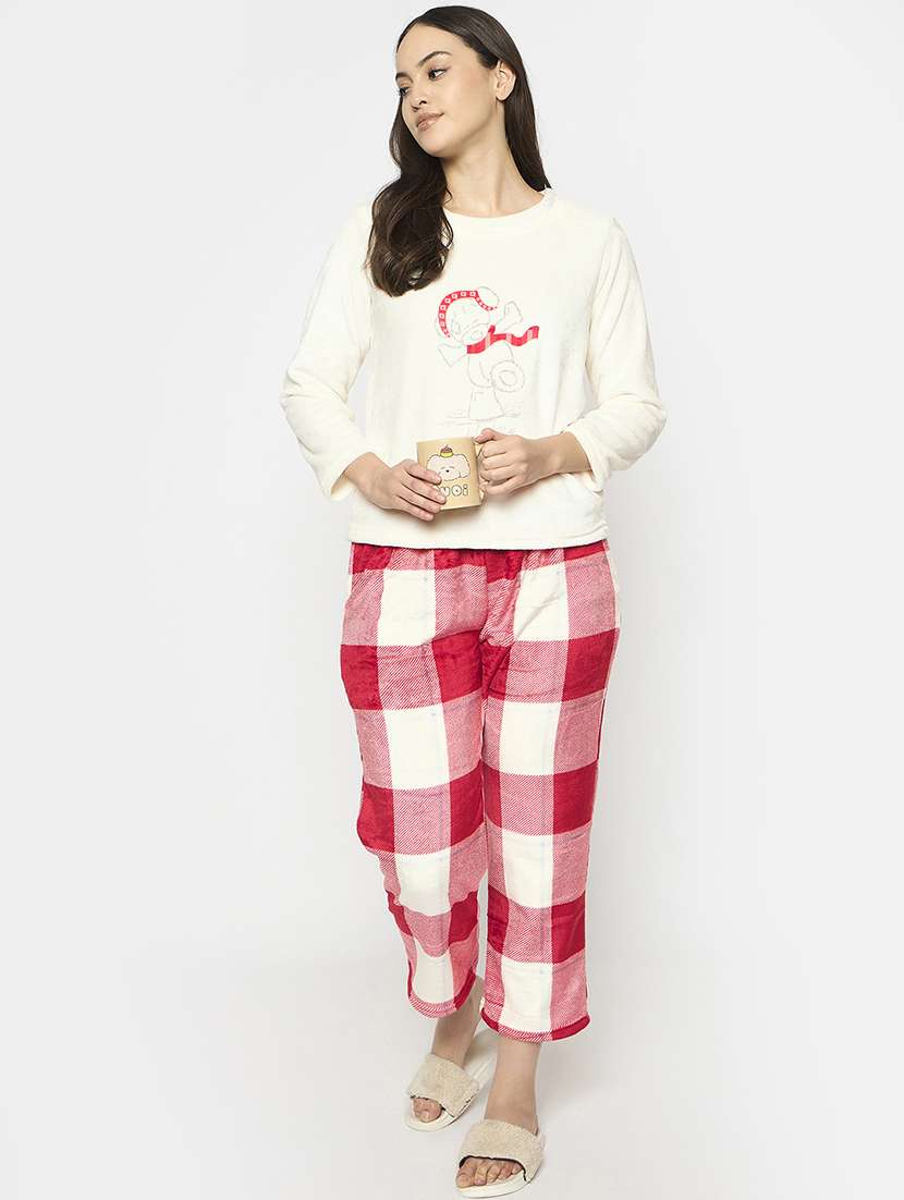 women cream self design nightwear pyjama set - 21696938 - Standard Image - 4