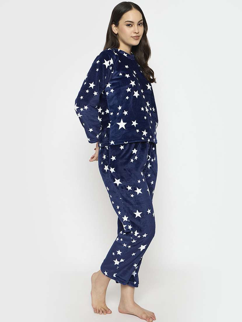 women printed round neck nightwear pyjama set - 21696939 - Standard Image - 1