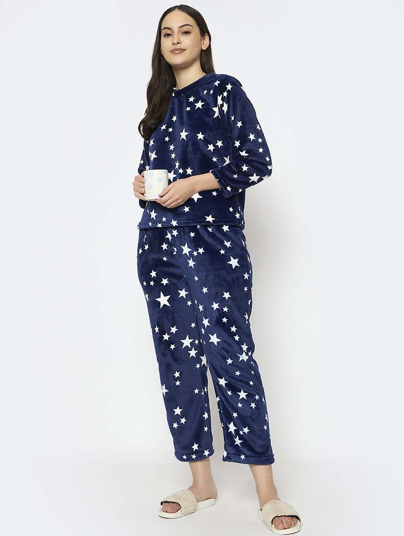 women printed round neck nightwear pyjama set - 21696939 - Standard Image - 4