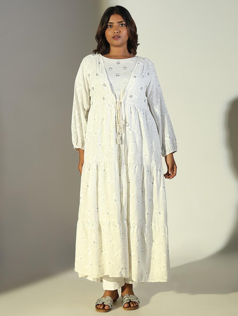 women white long sleeve anarkali kurta - 21696960 -  Zoom Image - 0