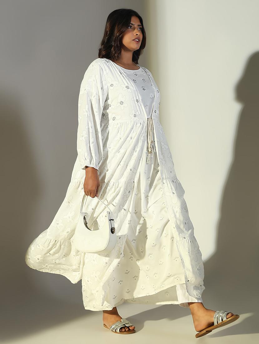 women white long sleeve anarkali kurta - 21696960 -  Standard Image - 1