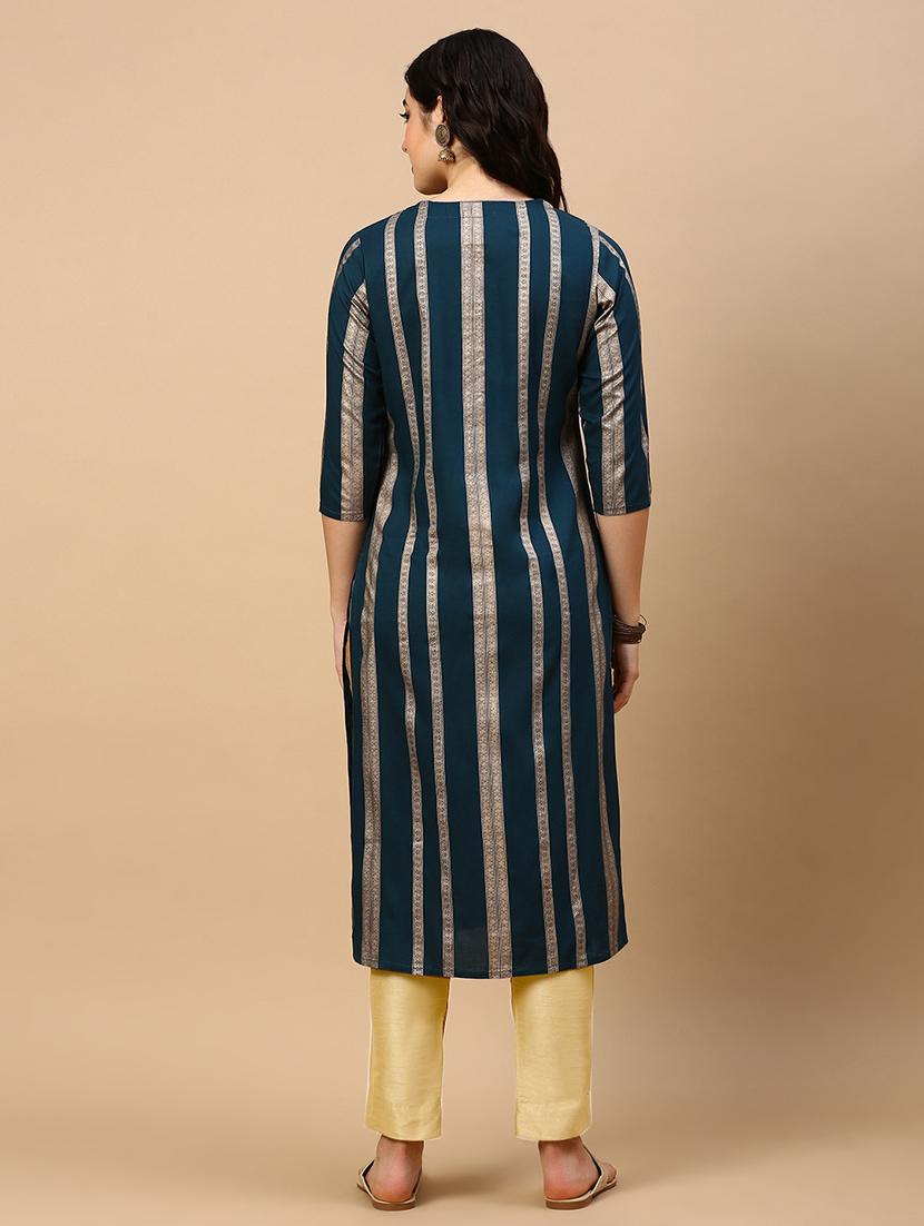women three quarter sleeve straight kurta - 21696967 - Standard Image - 4