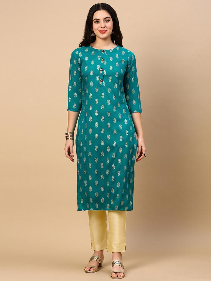 women three quarter sleeve straight kurta - 21696969 -  Zoom Image - 0