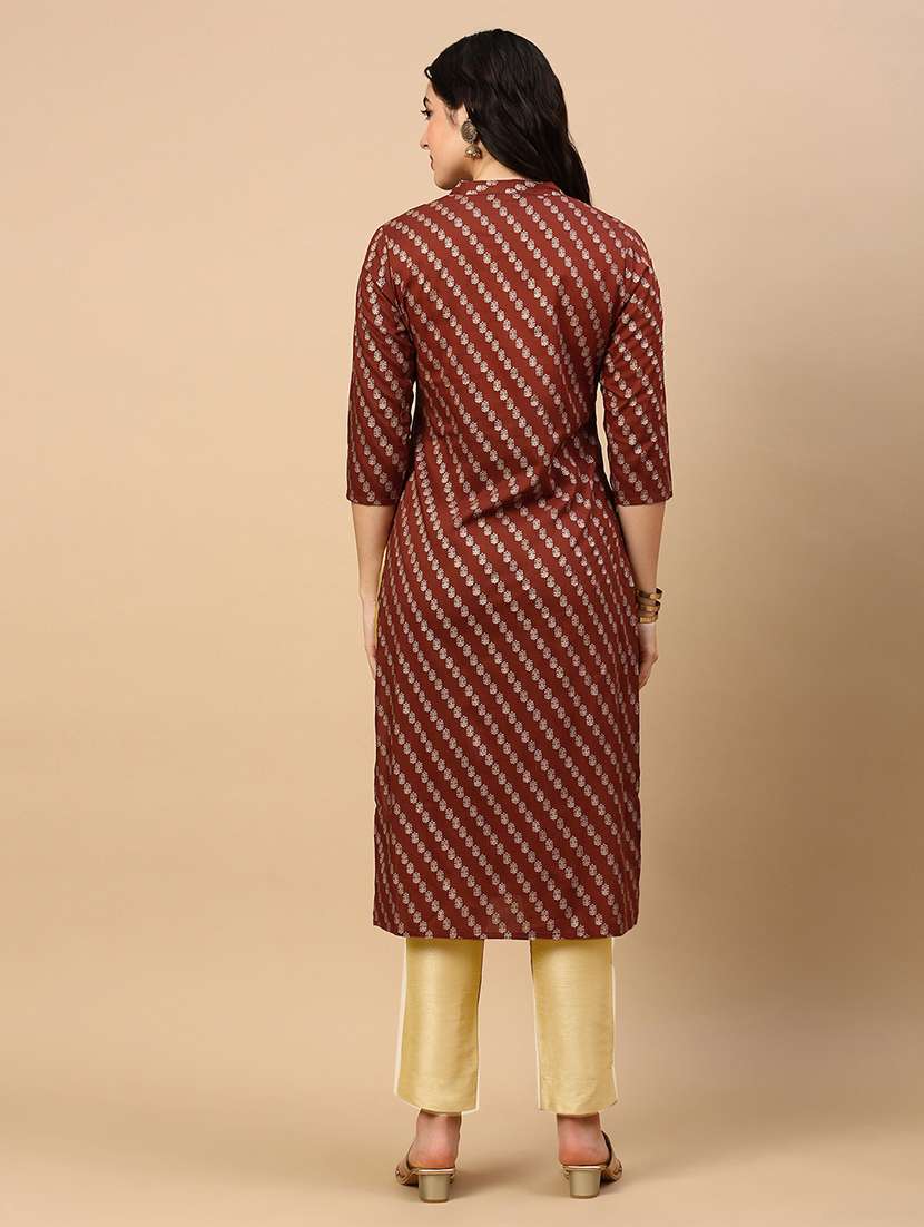 women three quarter sleeve straight kurta - 21696973 -  Standard Image - 4