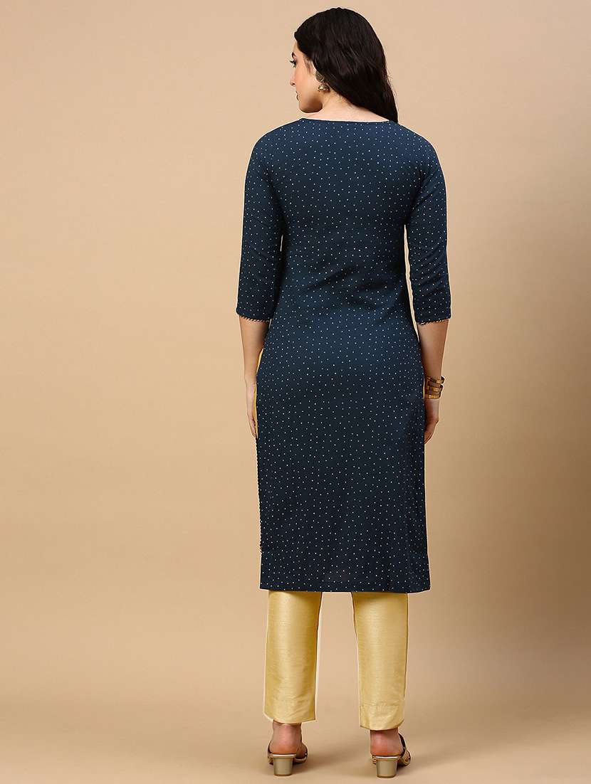 women three quarter sleeve straight kurta - 21696977 -  Standard Image - 4