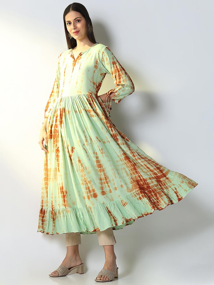 women three quarter sleeve anarkali kurta - 21696978 - Standard Image - 1