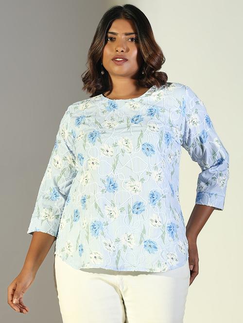 women floral printed round neck regular top - 21697019 -  Standard Image - 0