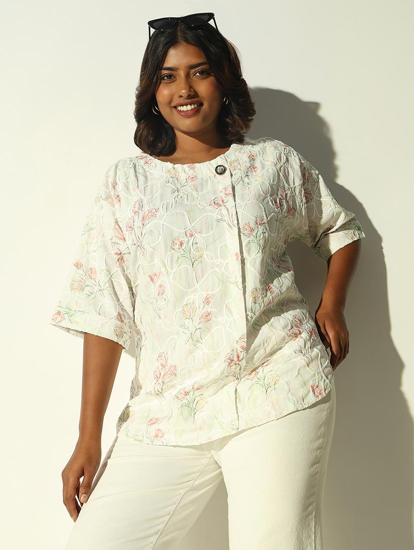 women floral printed round neck regular top - 21697021 -  Standard Image - 1