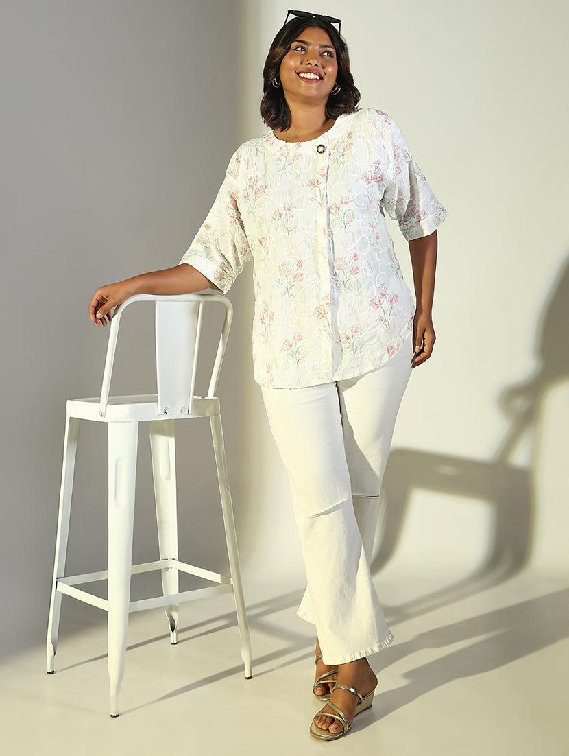 women floral printed round neck regular top - 21697021 - Standard Image - 4