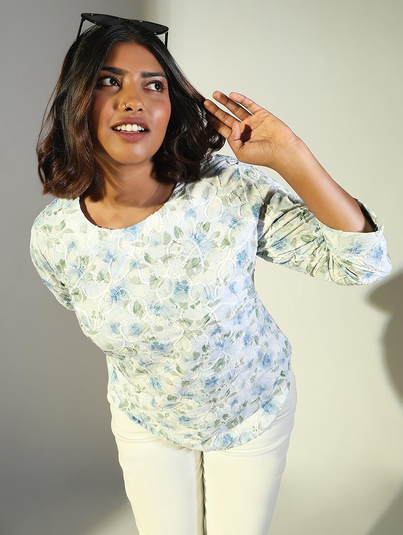 women floral printed round neck regular top - 21697022 -  Standard Image - 1