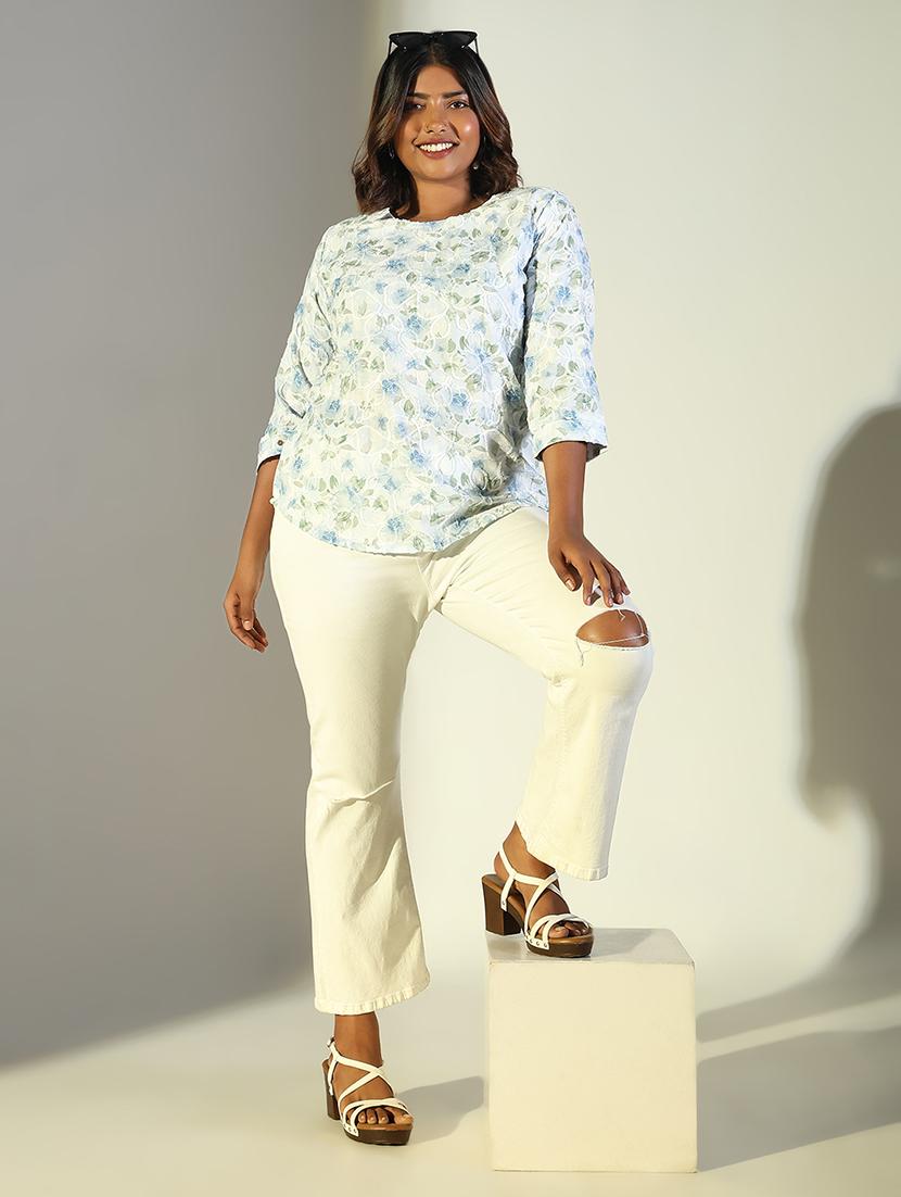 women floral printed round neck regular top - 21697022 - Standard Image - 4
