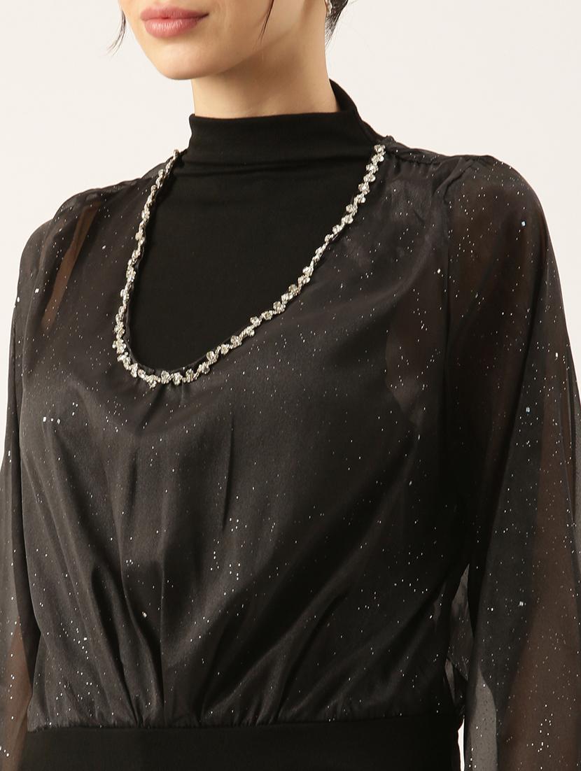 women black embellished puff sleeve top - 21697032 - Standard Image - 6