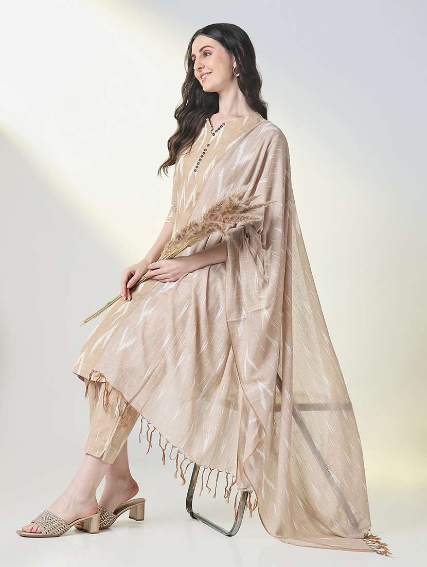 women three quarter sleeve kurta pant with dupatta set - 21697064 -  Standard Image - 1