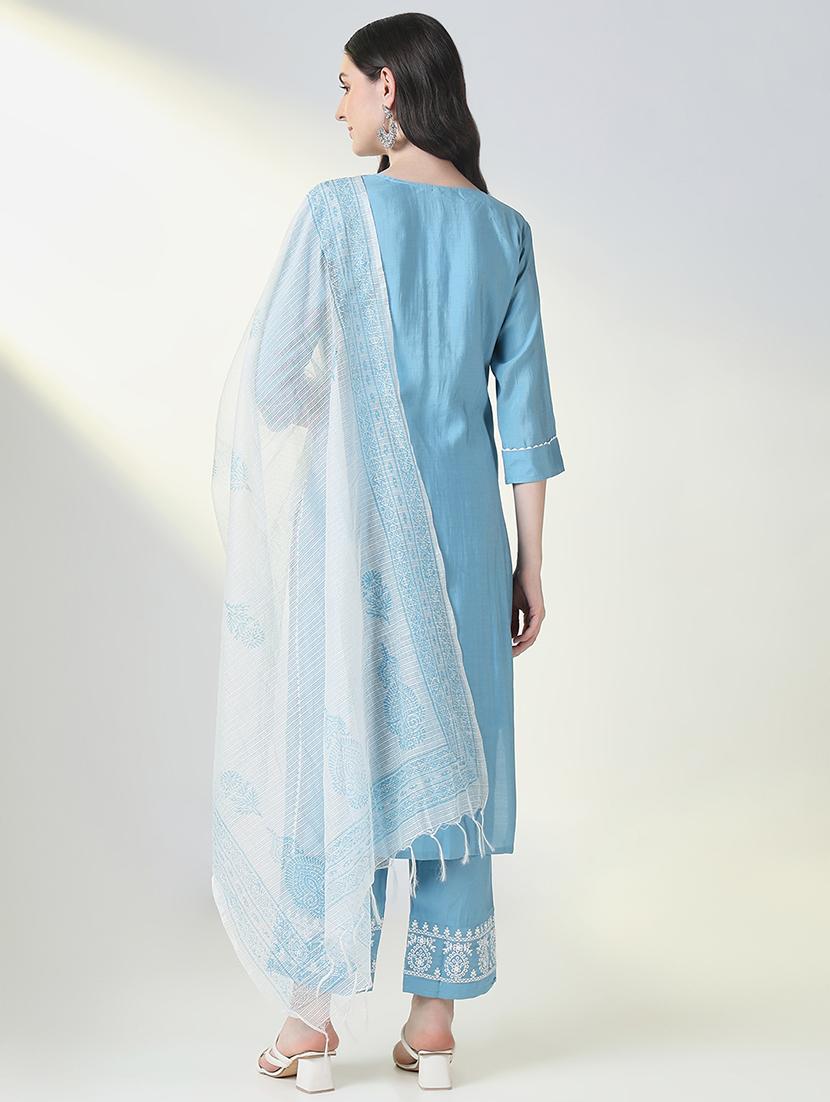 women embroidered kurta pant set with dupatta - 21697070 - Standard Image - 4