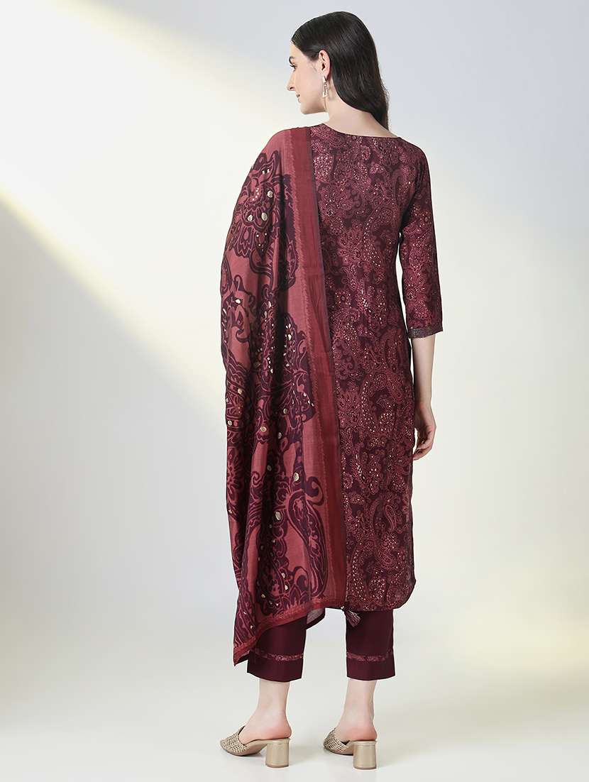 women three quarter sleeve kurta pant with dupatta set - 21697071 -  Standard Image - 4