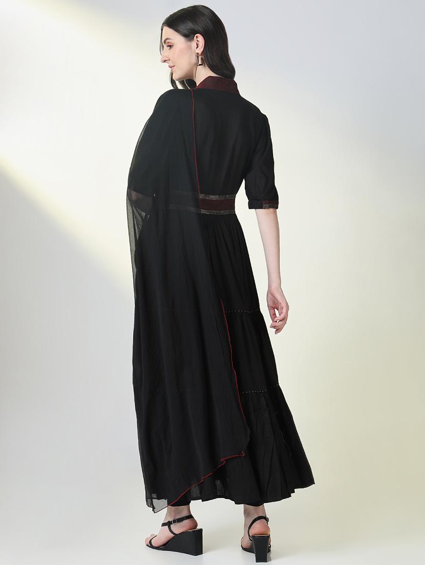 women black solid kurta pant with dupatta set - 21697074 - Standard Image - 4
