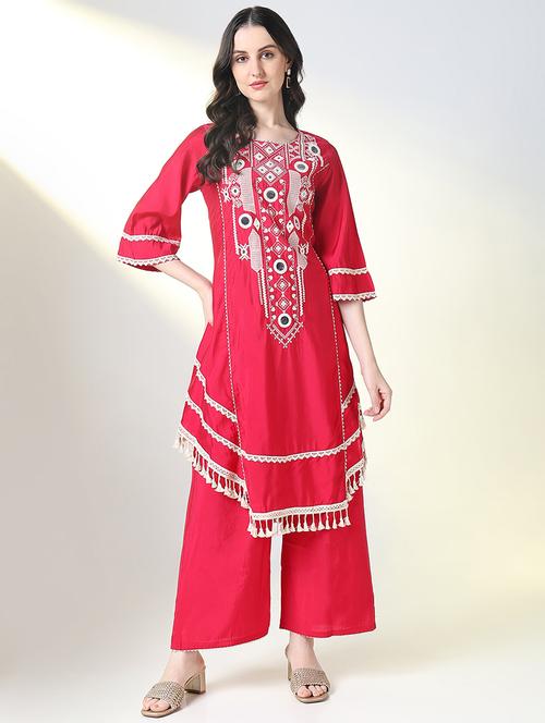 women embroidered kurta palazzo set - 21697094 - Standard Image - 0