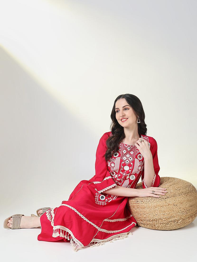 women embroidered kurta palazzo set - 21697094 - Standard Image - 1