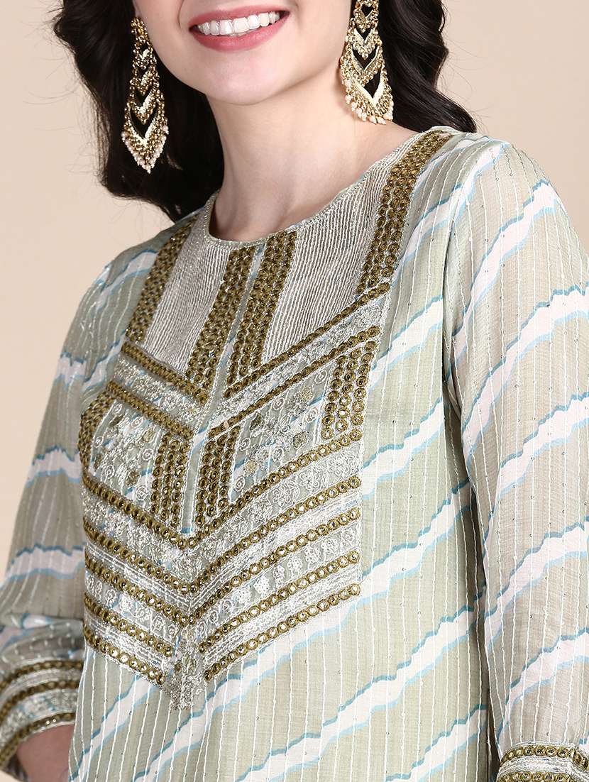 women three quarter sleeve kurta pant with dupatta set - 21697100 -  Standard Image - 6