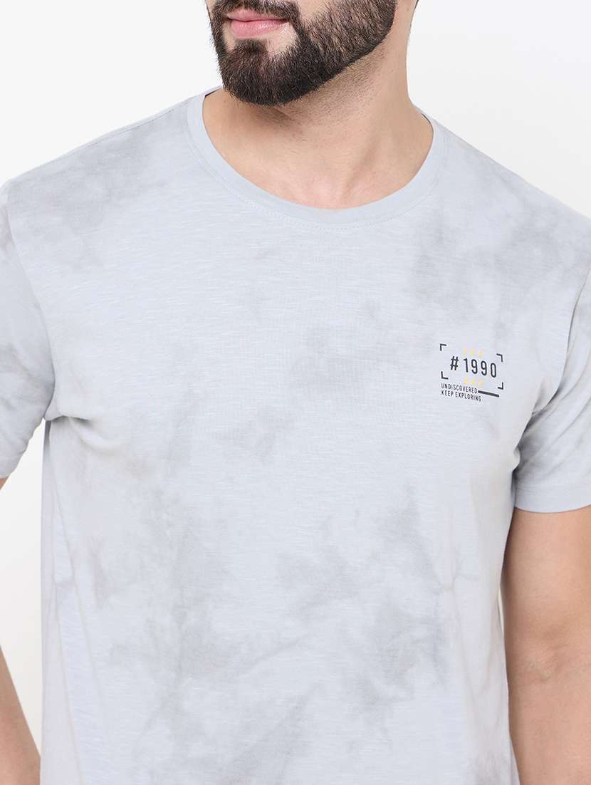 grey cotton blend front print tshirt - 21697142 -  Standard Image - 4