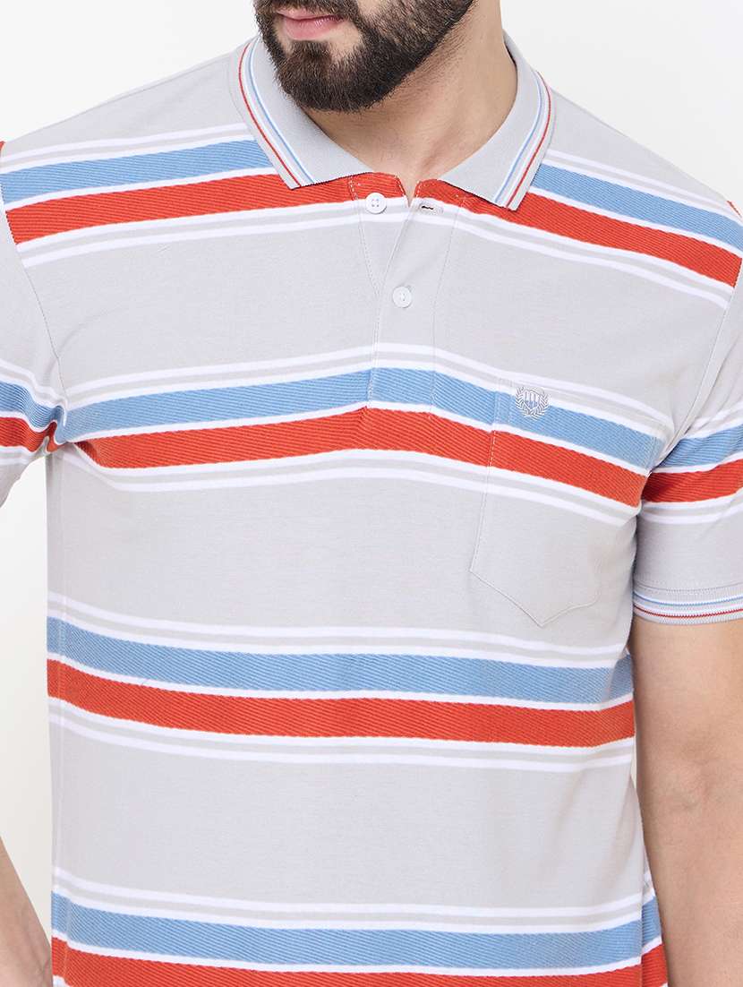 men striped short sleeve polo t-shirt - 21697158 -  Standard Image - 4