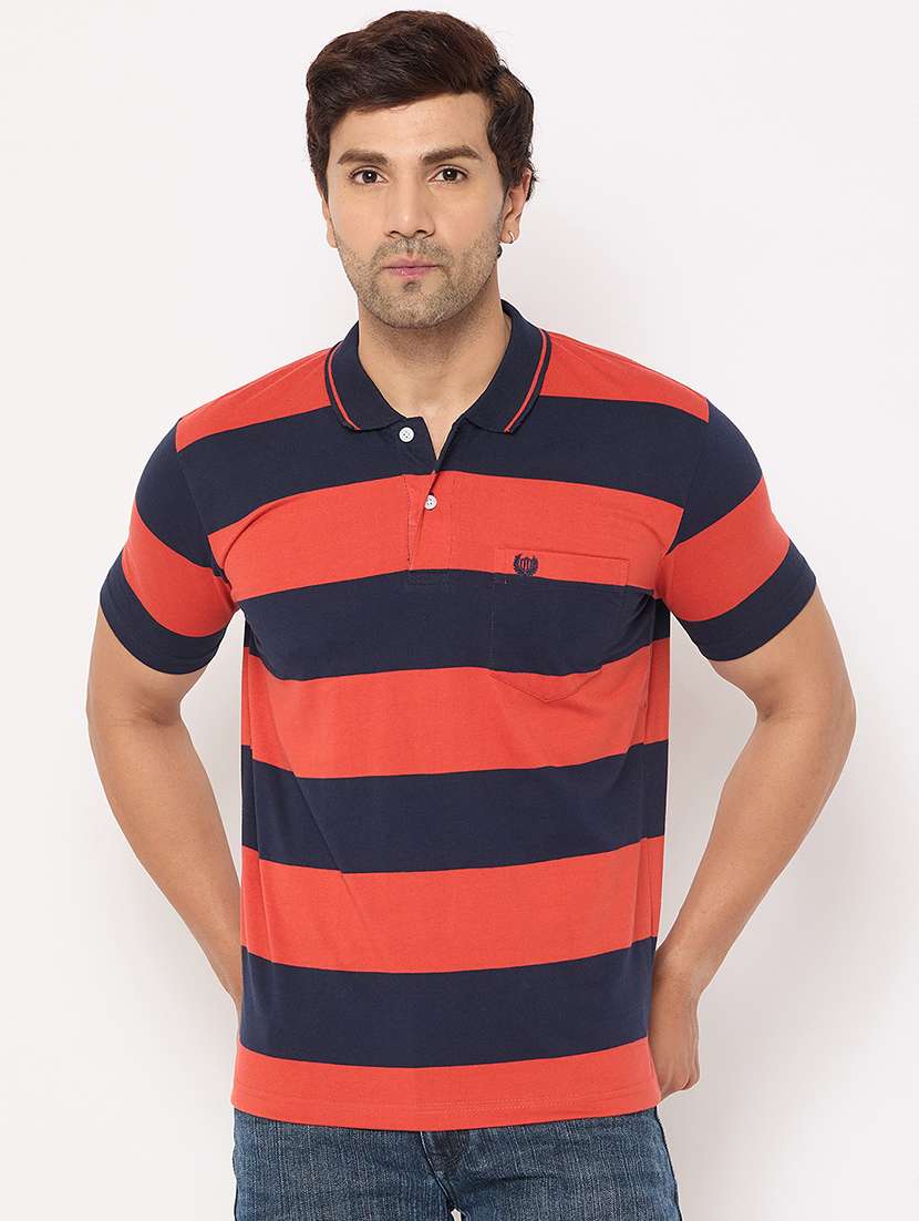 men striped short sleeve polo t-shirt - 21697170 -  Zoom Image - 0