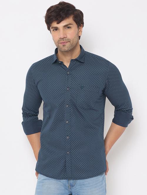 blue cotton casual shirt - 21697436 - Standard Image - 0
