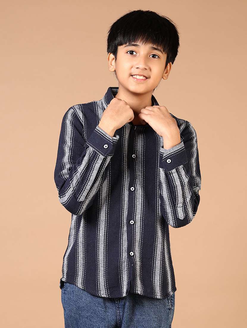 boys striped long sleeve casual shirt