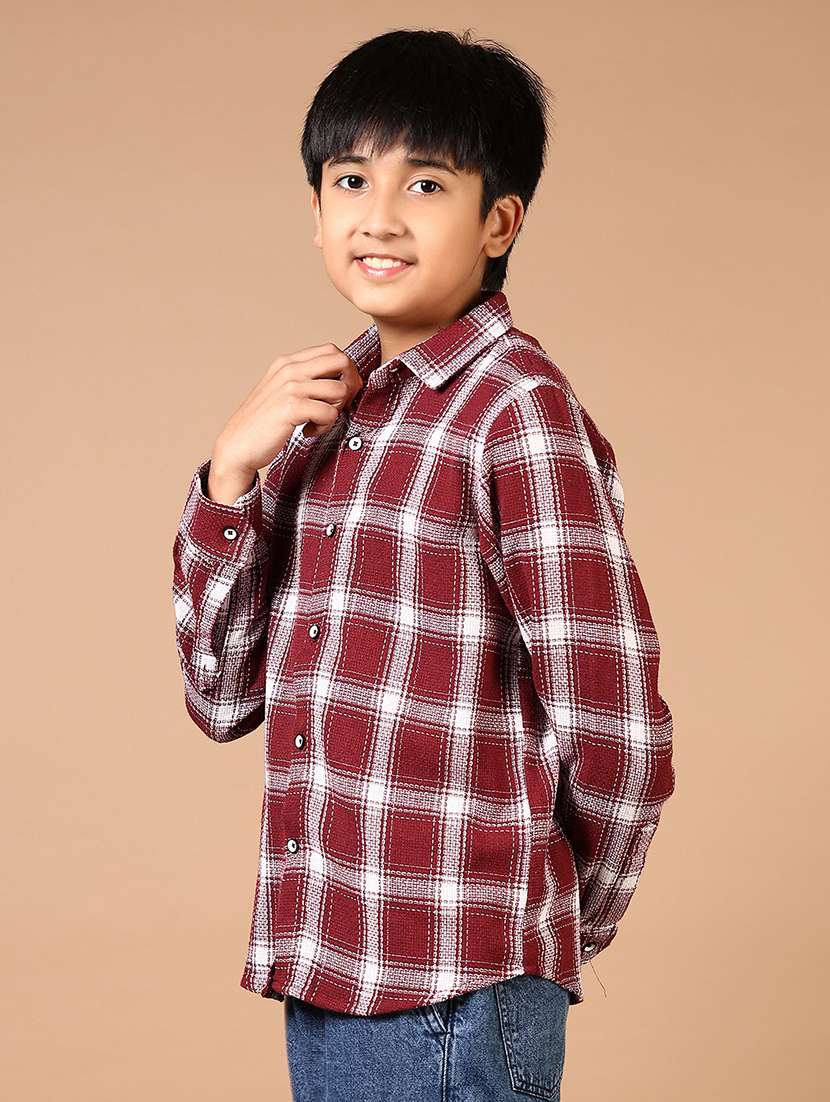 boys checkered long sleeve casual shirt - 21697579 -  Standard Image - 1