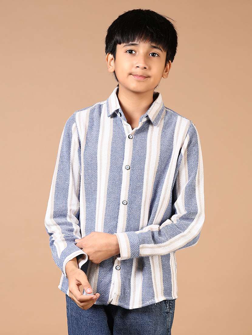 boys striped long sleeve casual shirt