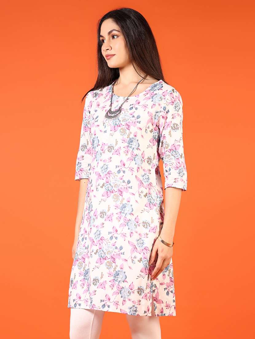 women three quarter sleeve straight kurta - 21697612 -  Standard Image - 1