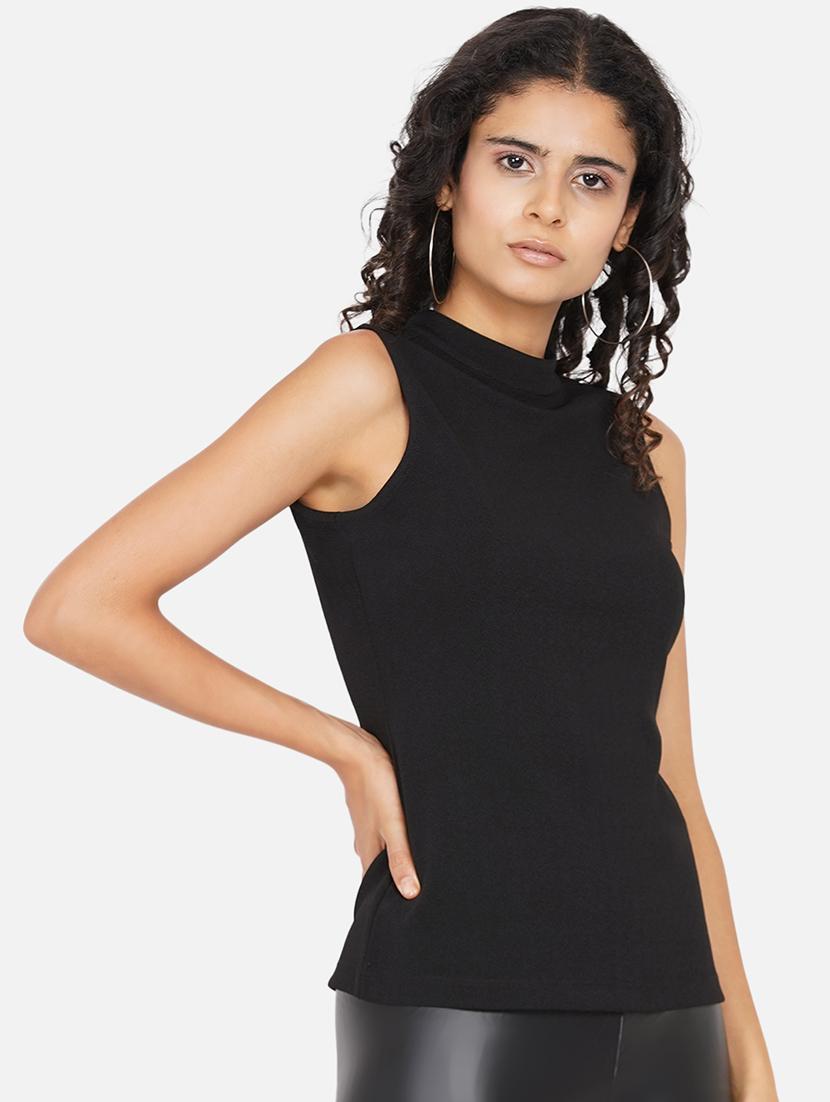 women solid mock neck sleevelss regular top - 21697792 - Standard Image - 1